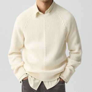THEORY Men’s Crewneck Sweater in Wool-Cashmere, Winter White